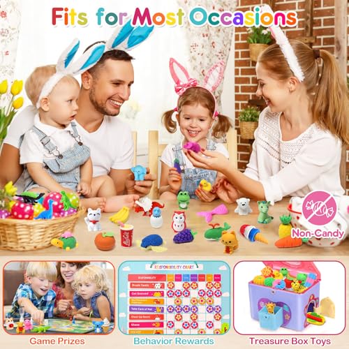 Palmatte 40PCS Mini Animal Erasers Kids Prizes Treasure Box Toys Classroom Rewards Desk Pets Pencil Erasers Bulk Cute School Supplies Kids Party Favors Goodie Bag Stocking Stuffers Easter Egg Fillers