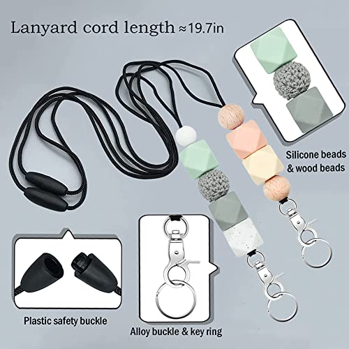 POPLOPP Cute Lanyards for Id Badges and Keys for Women Teacher, Silicone Beaded Breakaway Lanyard with Keychain for Nurse Students Employees Office worker