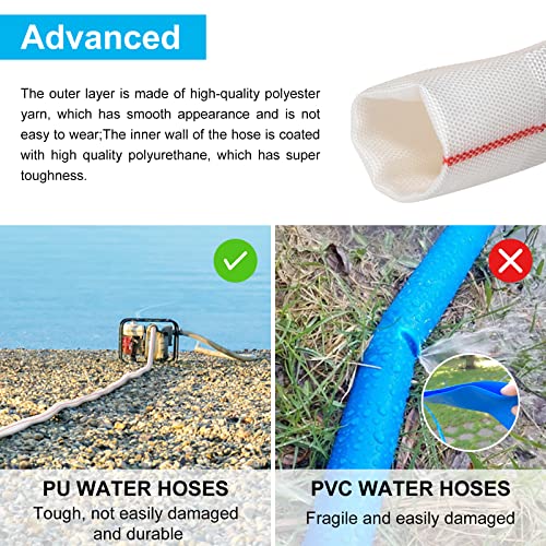 AGHITG Fire Hose,Backwash hose 100 Ft With Hose Clam, 1-1/2" Pool Discharge Hose for Swimming Pool Drain.Flexible Sump Pump Hose.