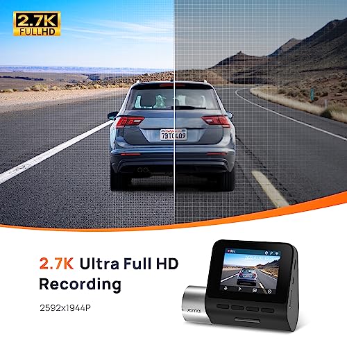 70mai True 2.7K Front Dash Cam, 1944P UHD with Sony IMX335, Built-in WiFi GPS Smart Dash Camera for Cars, Optional Rear Dash Cam, ADAS, 2'' IPS LCD Screen, 140° Wide Angle, WDR, Night Vision