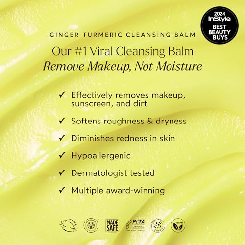 True Botanicals - CALM Ginger Turmeric Cleansing Balm | Non-Toxic, Cruelty-Free | Nourishes, Moisturize + Protects Against Envionrmental Damage| MADE Safe (3.4 oz | 100 ml)