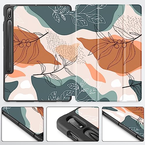 Tuiklol Case for Samsung Tab S8 Plus 2022 & S7 FE 2021 & S7 Plus Release 12.4 inch Cover Slim TPU Back Protective with Pencil Holder & Trifold Stand and Auto Wave/Sleep for Tab S8 Case，Moon