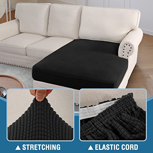 H.VERSAILTEX Sectional Couch Covers 4 Pieces Sofa Seat Cushion Covers L Shape Separate Cushion Couch Chaise Cover for Both Left/Right Sectional Couch (Seat Only: 1 Chaise + 3 Sofa, Sand)