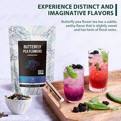 Soeos Butterfly Pea Flower Tea, 2oz (Pack of 1), Whole Butterfly Tea, Naturally Sweet Herbal Tea, Caffeine Free Tea, Butterfly Tea