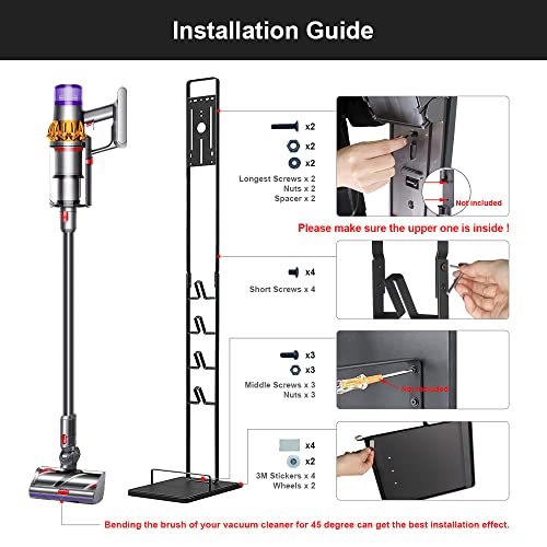 Foho Vacuum Stand Compatible for Dyson V15 V11 V10 V8 V7 V6 with Wheels,Metal Storage Bracket Stand Holder Compatible for Dyson Handheld Cordless Vacuum Cleaners & Accessories & Attachments