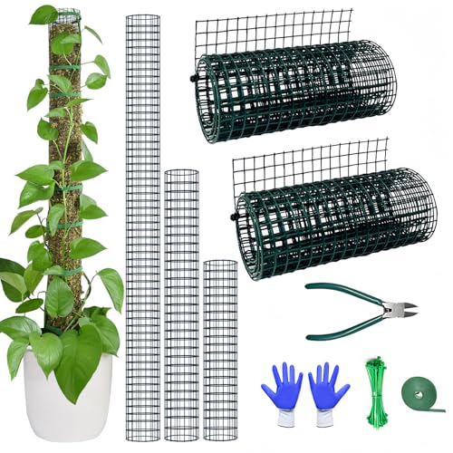 Moss Pole DIY Kit, 6.6/13.2/26.4ft Metal Moss Pole for Plants Monstera, 2Pcs 8.3in×3.3ft Steel Mesh with Plier, Cable Zip Ties, Sphagnum Moss Pole (6.6ft Wire Mesh with Plier)
