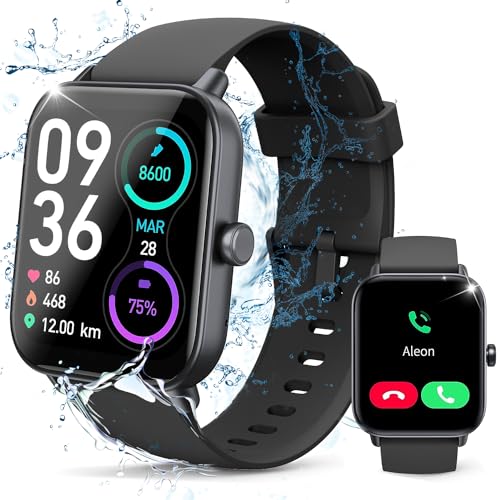 Hoowel Smart Watches for Men/Women,1.8'' Alexa Built-in Fitness Tracker Watch with Bluetooth Calls, IP68 Waterproof, Heart Rate/Sleep/SpO2/Stress Monitor, 100+ Sport Modes for Android & iPhone