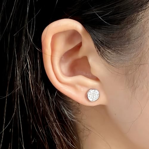 XINNSTAR 9 Pairs Stainless Steel Star Moon Stud Earrings for Women Cute Bar CZ Stud Hypoallergenic Cartilage Screw Back Earring Set for Girls Stylish Gift