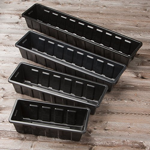 Poly-Pro Plastic Flower Box Planter, Black, 18-Inch