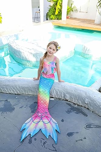 5Pcs Girls Swimsuit Mermaid Tails for Swimming Princess Bikini Bathing Suit Set Can Add Monofin 4T 6T 8T 10T 12T (as1, age, 6_years, Multi Color)