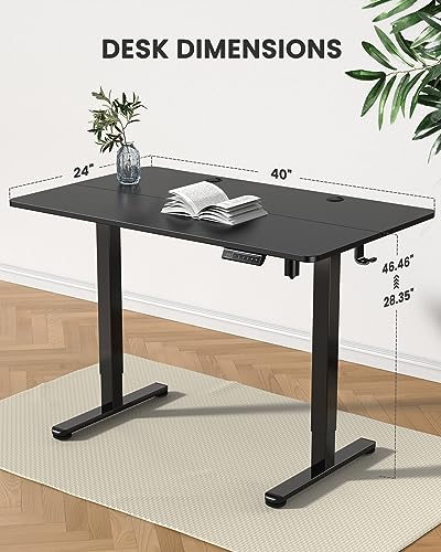 ErGear Height Adjustable Electric Standing Desk, 40 x 24 Inches Sit Stand up Desk, Small Memory Computer Home Office Desk (Black)