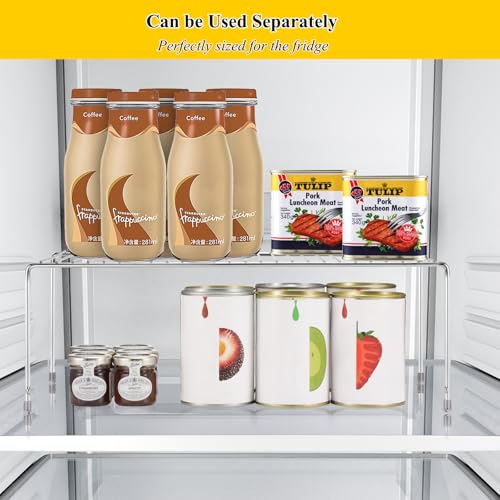 Homics Set of 2 Kitchen Cabinet Organizer Shelves, Stackable Organizer and Storage for Cabinet Cupboard, Expandable Shelf Risers Plate Rack with Anti-slip Plastic Liner