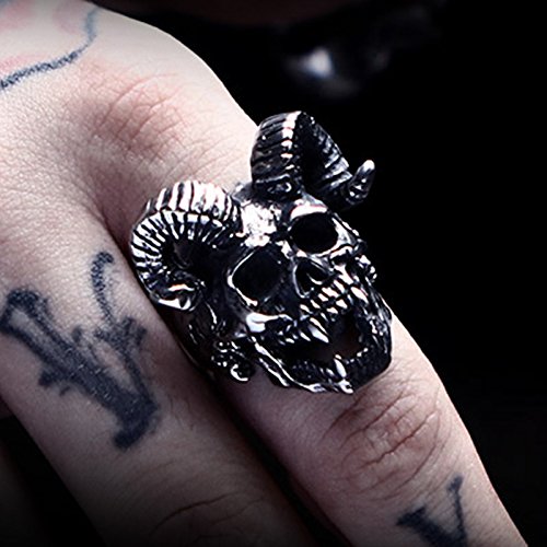 ZMY Home Mens Fashion Jewelry 316L Stainless Steel Rings for Men Punk Silver Demon Skull Ring (15)