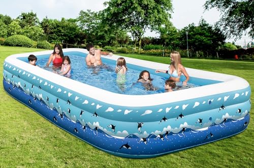 Extra Large Inflatable Pool with Pump for Adults, 130” x 72” x22” Full Size Family Blow Up Pool, Swimming Pools Above Ground for Backyard Home Garden Lawn Indoor Outdoor