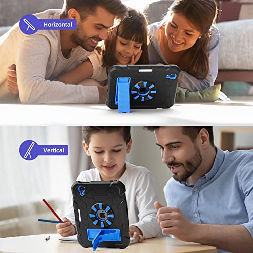 SIBEITU iPad Mini Case 2021 for Kids | iPad Mini 6 Case iPad Mini 6th Generation Case with Pencil Holder Stand | Slim Shockproof Protective Case Cover for iPad Mini 8.3 2021 Black & Blue