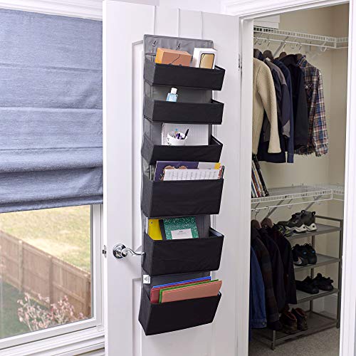 Household Essentials Black 6 Pouch Fabric Over The Door Organizer