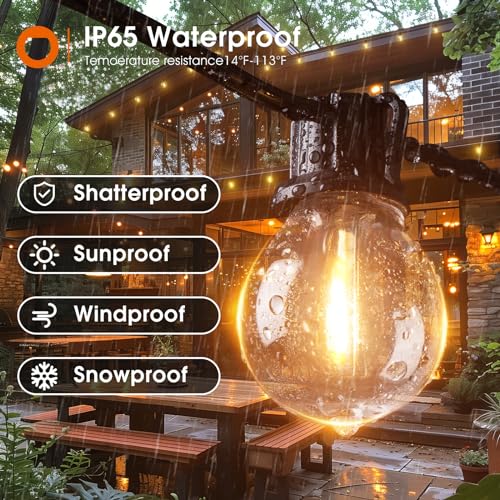 addlon 96(2 * 48) FT Outdoor String Lights, Waterproof Globe Patio Lights with 58+2 Dimmable G40 Bulbs, UL Listed Hanging Lights for Bistro Garden Porch Party Tents