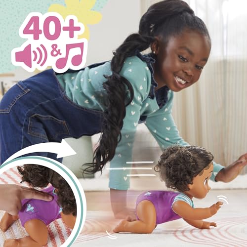 Baby Alive Crawl 'n Play Tilly Tinker Electronic Crawling Baby Doll Set, Black Hair, Kids Toys for Girls & Boys 3 Years & Up, 10.75 Inches