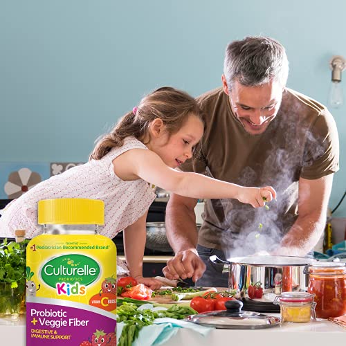 Culturelle Daily Probiotic for Kids + Veggie Fiber Gummies (Ages 3+) 30 Count Berry Flavor - Probiotics for Digestive Health & Immune Support Plus Vitamin C Kids Boost