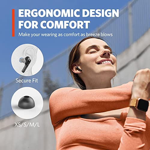 EarFun® Air True Wireless Earbuds, Bluetooth Earbuds with 4 Mics, Sweatshield™ IPX7 Waterproof with Volume Control, USB-C Fast Charge, in-Ear Headphones with Wireless Charging, Deep Bass, 35H Playtime