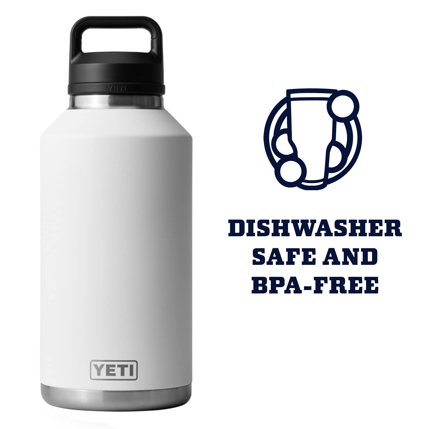 YETI Rambler 64 oz Bottle, Vacuum Insulated, Stainless Steel with Chug Cap, White