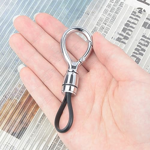 SK CUSTOM Men's Car Key Chain Pendant Metal Simple key chain Waist Pendant Ring Pendant Business Drop proof Key Chain (Oval silver)