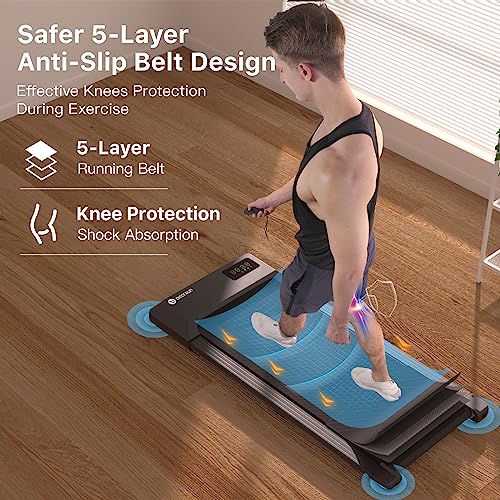 Walking Pad, 2 in 1 Treadmills for Home with Remote Control, Under Desk Treadmill Office Quiet, Portable Treadmill with Installation-Free and in LED Display