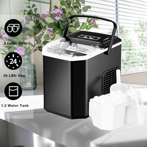 Nugget Ice Maker Countertop, Crushed Chewable Ice Maker, Self Cleaning Ice Makers with One-Click Operation, 34Lbs/24H, Pebble Portable Ice Machine with Ice Scoop for Home Bar Camping RV (Grey)