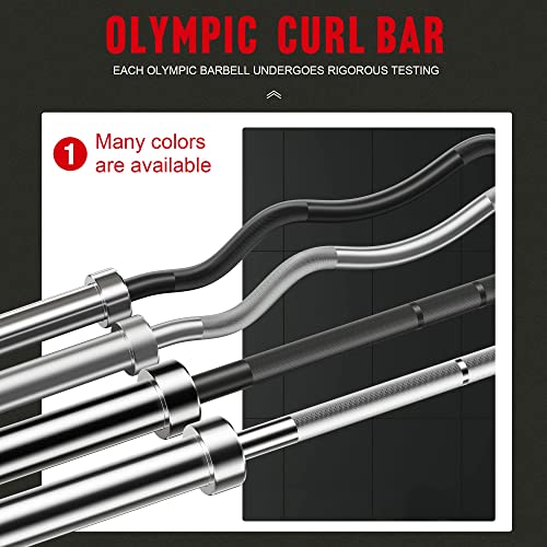 EZ Bar Curl Barbell 4ft-22LB 330LBS Capacity Olympic Bearing Barbell (330LB-Black)