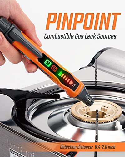 Natural Gas Detector, TopTes PT177 Gas Leak Detector with Audible & Visual Alarm, Portable Gas Sniffer to Locate Combustible Gas Leak Sources Like Methane,Propane for Home (Includes Battery x2)-Orange