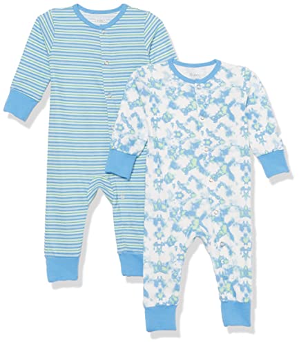 Hanes Baby Girls Play Suits, Ultimate Flexy Knit And Sleep Playsuits, Pajamas 2-pack Bodysuit, Blues, 0-6M US