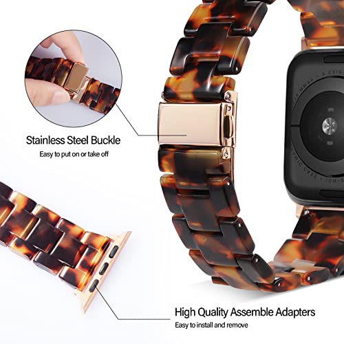 HOPO Compatible With Apple Watch Band 38mm 40mm 42mm 44mm Thin Light Resin Strap Bracelet With Stainless Steel Buckle Replacement For iWatch Series Ultra 9 8 7 6 5 4 3 2 1 SE(Cow