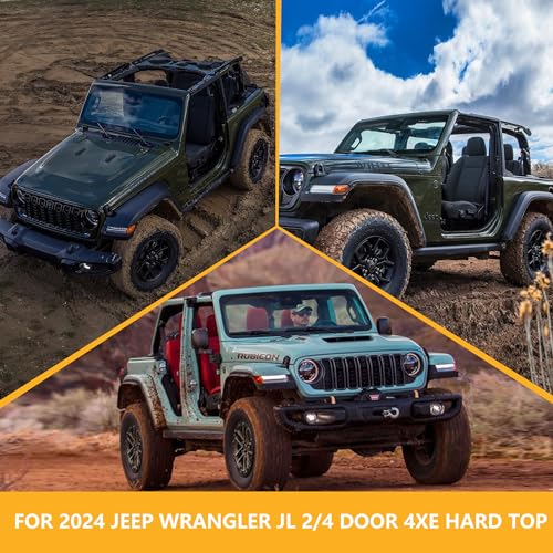 RERPRO Sunshade Compatible with 2024 Jeep Wrangler JL 2/4 Door 4XE Hard Top Accessories Front Sun Shade Soft Mesh Top Bimini Roof Bikini Cover, Keep Airbag Function, Front Door Black