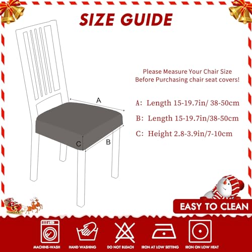 NIBESSER Dining Chair Seat Covers Set of 6,Stretch Soft Removable Washable Chairs Covers for Dining Room, Seat Cushion Slipcovers Protector for Kitchen Armless Chairs (Rear-Covered,Christmas Patterns)