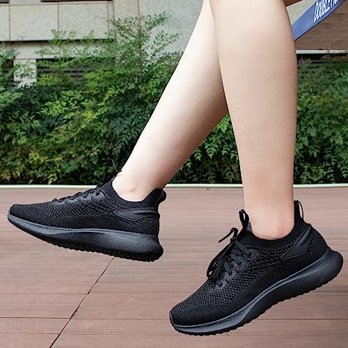 Running Shoes Womens Work Shoes Lightweight Memory Foam Slip On Soft Tennis Casual Walking Athletic All Black Sneakers Size 6.5