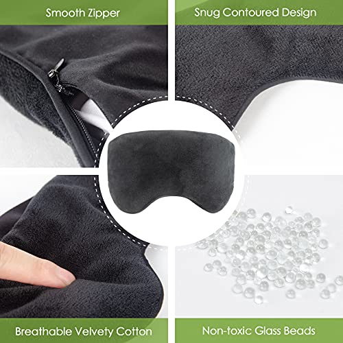 Sivio Weighted Eye Mask for Women & Men, Heatable and Freezable Weighted Eye Pillow with Silica Beads & Adjustable Strap, Soft Breathable Cotton Eye Cover for Sleeping Faster and Better, Black