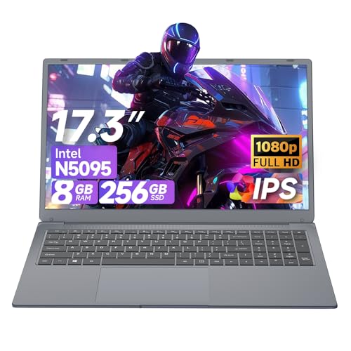 XYPLOXZ 17 Inch Laptop, 8GB RAM 256GB SSD, Intel N5095(Up to 2.9GHz), FHD IPS 1920x1080 Screen, Windows 11, WiFi, Webcam, Bluetooth 4.2, USB 3.0, for Students and Business.