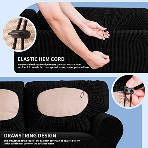 SUBRTEX 3 Pieces Stretch Sofa Slipcover Sets Couch Cover Sets Backrest Cushion Covers Furniture Protector Collection Set for Oversize Sofa Loveseat Chair Slip Covers(Small, Navy)