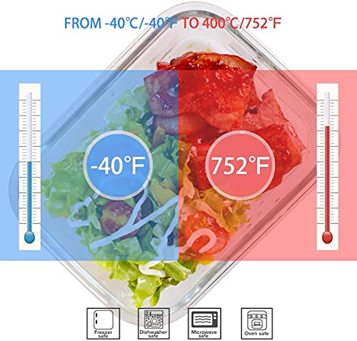 S SALIENT 18 Piece Glass Food Storage Containers with Lids, Meal Prep Containers for Food Storage, BPA Free & Leak Proof (9 lids & 9 Containers)