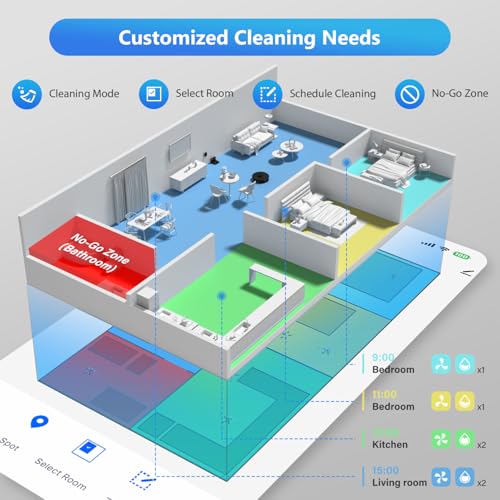 Tikom Robot Vacuum and Mop, L8000 Laser LiDAR Navigation Robotic Vacuum, 3000Pa Suction, 150Mins Max, 45dB, 14 No-Go Zones, 20 Virtual Walls, Self-Charging, Good for Pet Hair, Carpet, Hard Floor