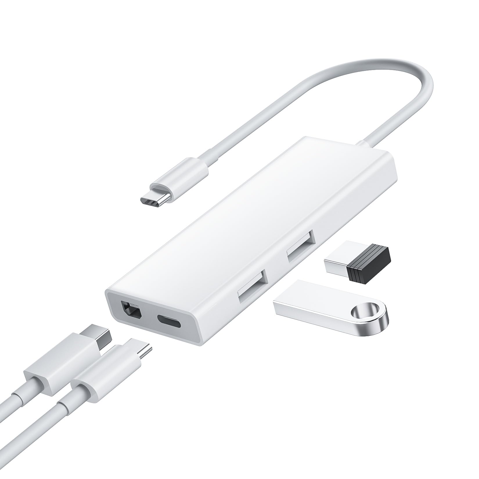 USB C to Mini DisplayPort Adapter 4K@60Hz, USB Type-C/Thunderbolt 3/4 to MDP/Mini DP Cable with PD 65W Charging Port & 2 USB 3.0 Port, Ideal for MacBook Pro/Air, iMac, Mac Mini