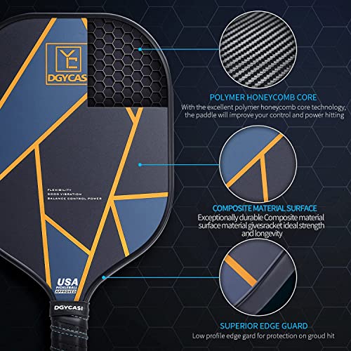 YC DGYCASI Graphite Pickleball Paddles Set of 4, 2024 USAPA Approved, Carbon Fiber Surface (CHS), Polypropylene Lightweight Honeycomb Core, 3 Indoor 3 Outdoor Pickleball, 4 Replacement Soft Grip + Bag