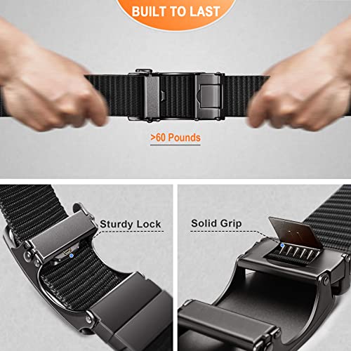 BULLIANT Mens Ratchet Belt Reversible,Web Nylon Casual Belt for Men Golf Hiking Pants Jeans 2 In 1