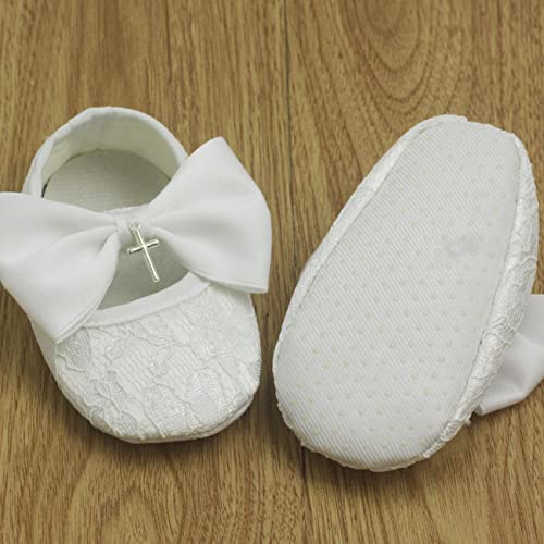 Nihao Baby Girl E-1-white Shoes and Headband Lace Mary-Jane-Flats 3-6 Months
