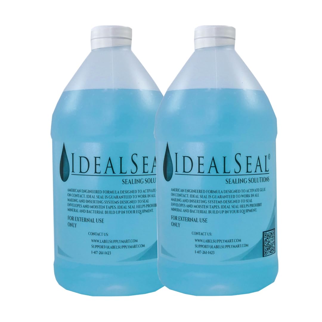 IdealSeal Envelope Liquid Moistener and Sealer - High-Efficiency, No-Mix Sealing Solution for Postage Machine and Mailing Systems - 64 oz