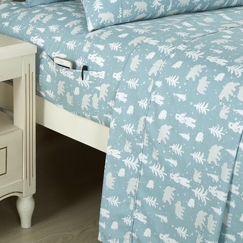 Elegant Comfort Luxury Soft Bed Sheets Holiday Pattern 1500 Premium Hotel Quality Microfiber-Softness Wrinkle and Fade Resistant (4-Piece) Bedding Set, Twin, Santa Moose