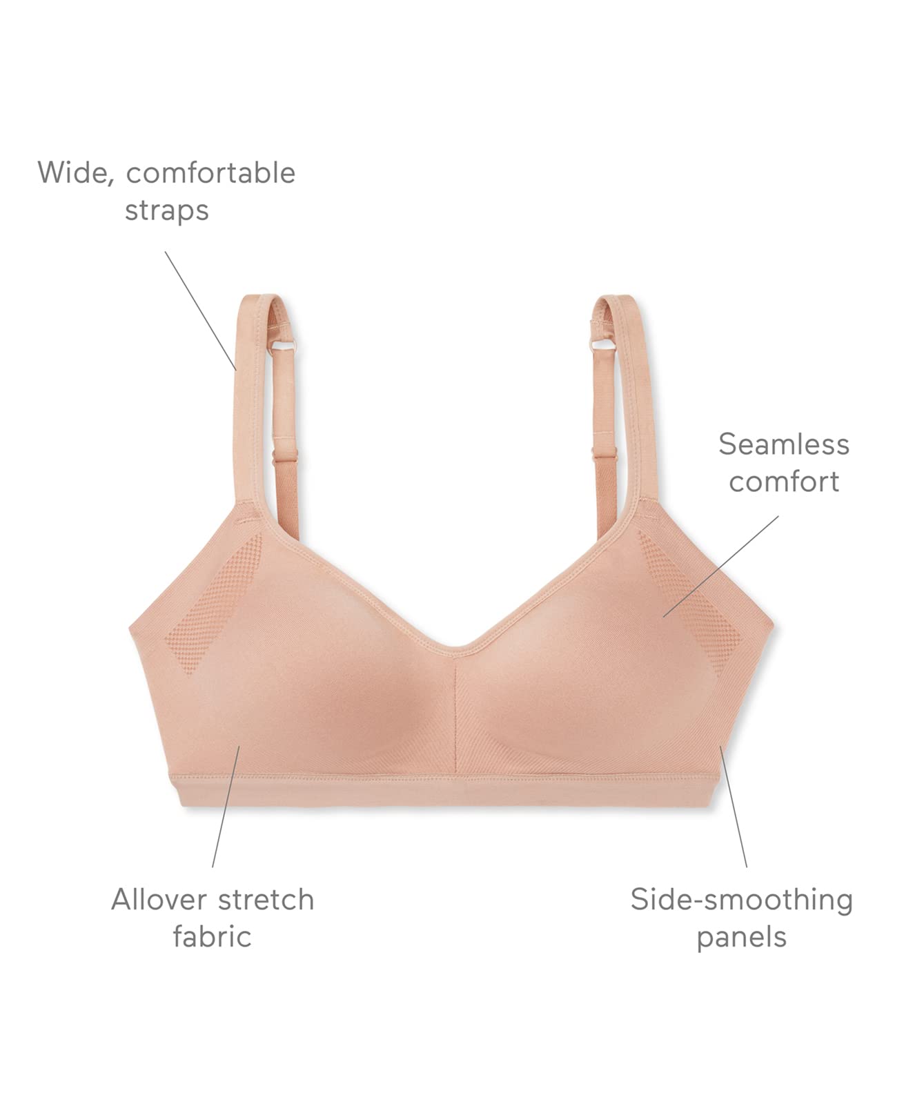 Warner's womens Easy Does It Underarm Smoothing With Seamless Stretch Wireless Lightly Lined Comfort Rm3911a Bra, Toasted Almond, Large US