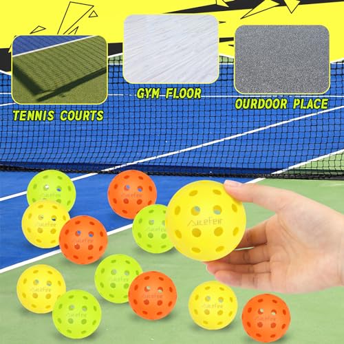 AiteFeir Pickleball Balls - 40 Hole Outdoor Pickleballs,4 Pack Premium Pickleballs,Sport Outdoor Play, High Bounce & Durable Pickle Balls Christmas Birthday Sports Gift