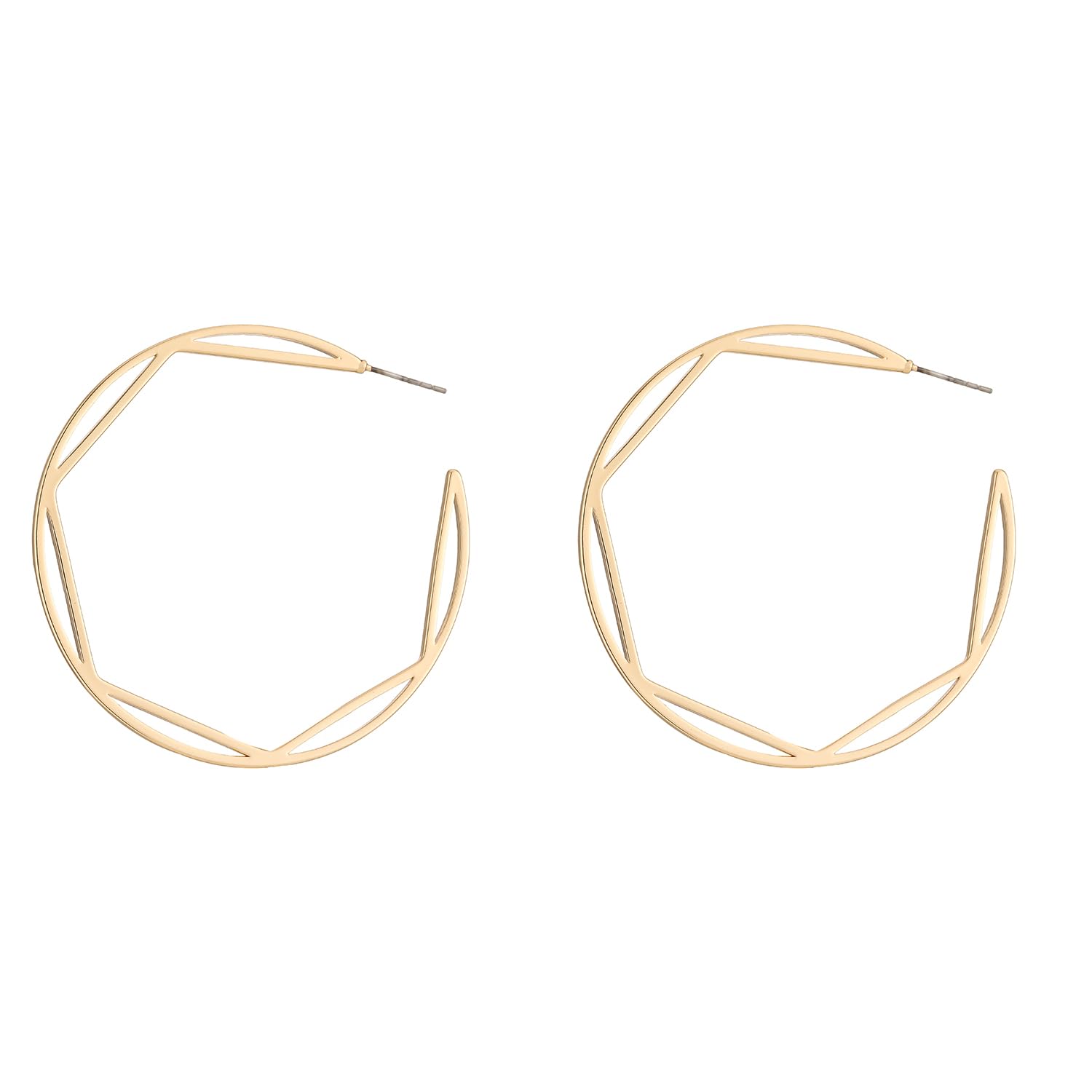 Upowka Gorgeous Gold Plated Geometric Earrings Statement Gold Hoop Earrings Great Accessory for Any Occasion