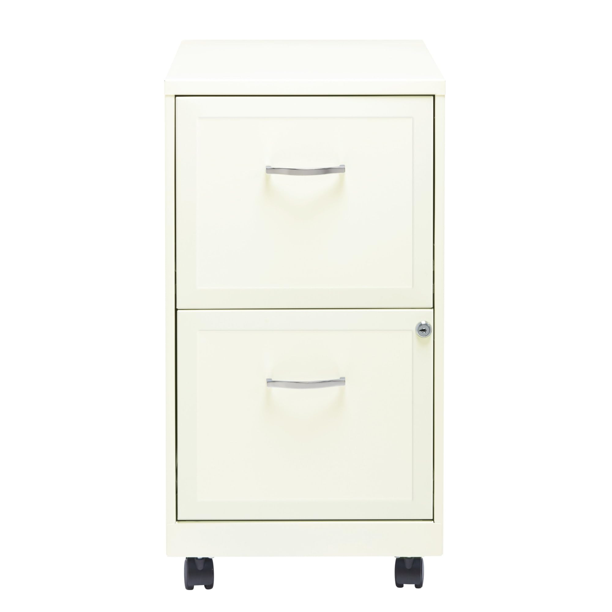 Realspace 18"D SOHO Vertical Letter-Size Mobile File Cabinet, 2 Drawers, Pearl White